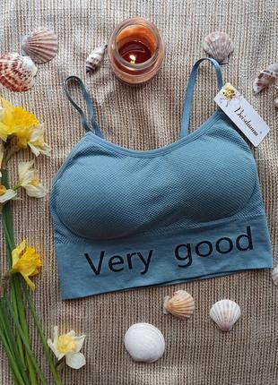 Женский удобный топ на регулируемых бретельках с веселой надписью very good (очень хорошо)