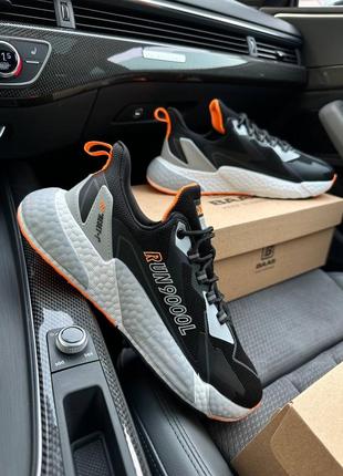 🧡 круті спортивні кросівки на пружній піні baas run 9000l помаранчеві сірі sport сітка текстиль