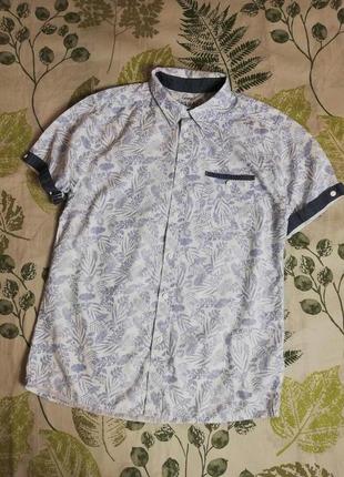Фирменная крутая рубашка тропический принт george 100% коттон1 фото