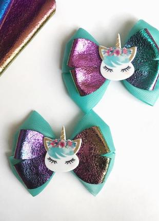 Бантики шпильки для волосся з единорожками