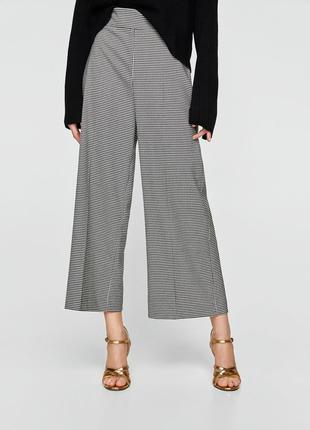 Мегакрутые кюлоты с высокой посадкой, принт гусиная лапка