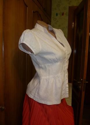 Классная фирменная льняная блузка летняя с коротким рукавом,цвет "пудра" atmosphere3 фото