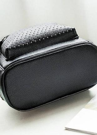 Женский рюкзак городской мини классический черный из экококиры. качественный маленький рюкзачок эко кожа7 фото