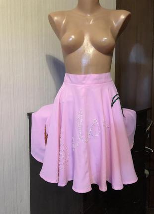 Розовая юбка солнце с вышивкой