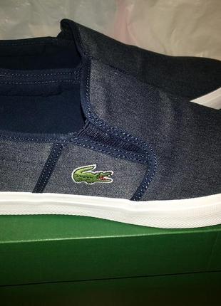 Стильні джинсові кеди, сліпони lacoste.колір темно-синій.