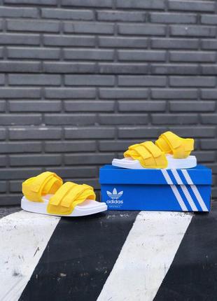 Яркие стильные женские сандалии adidas в желтом цвете (весна-лето-осень)😍6 фото