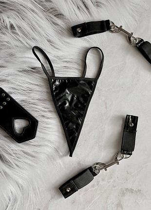 Трусики женские трусы высокие эко кожа винил латекс