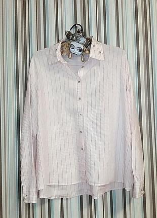 Рожева сорочка zara в смужку m-l
