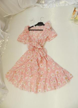 ⛔⛔гарне плаття на запах з рюшами воланами ніжний квітковий принт ромашка