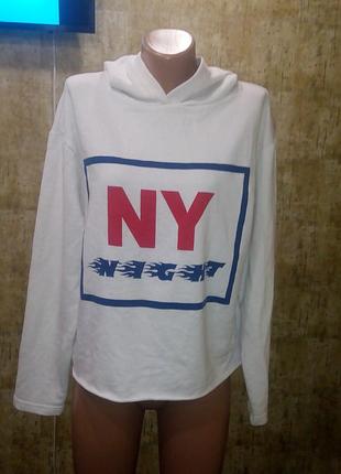 Худи с капюшоном, белый цвет, надпись