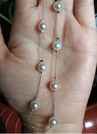 Ожерелье с жемчугом чокер украшение на шею бусы4 фото