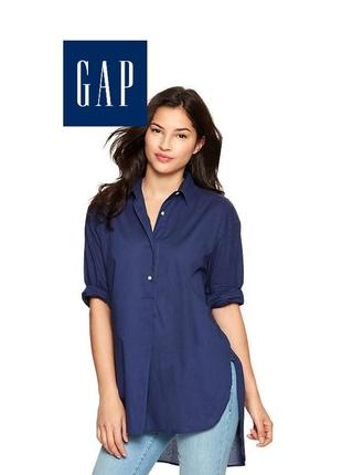 Gap tunic туніка жіноча сорочка синя легка літня бавовняна бойфренд оверсайз