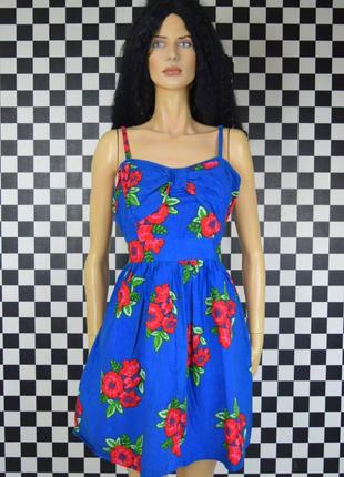 Платье синее в цветочный принт платье сарафан2 фото