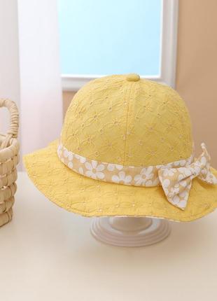 Дитяча панама з бантиком капелюх детская панамка шляпа 1344