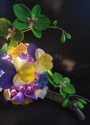 Интерьерный светильник орхидея букет ночник цветыручная работа
