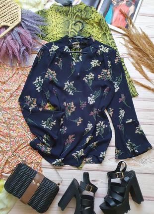 Шифоновая цветочная блуза с чокером5 фото