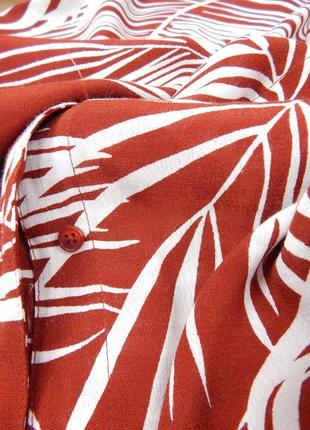 Платье рубашка миди натуральное вискоза на лето летнее легкая пальмовые листья платье-рубашка6 фото