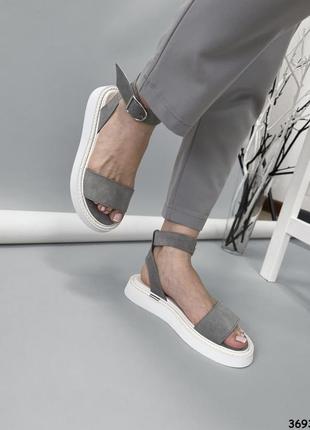 Босоножки женские замшевые серые сандали2 фото