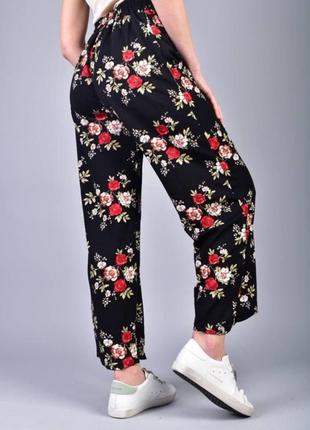 Літні брюки штани палаццо кюлоти квітковий принт4 фото
