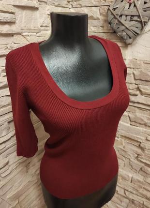 Красивая базовая трикотажная красная бордовая футболка кофта zara knite2 фото