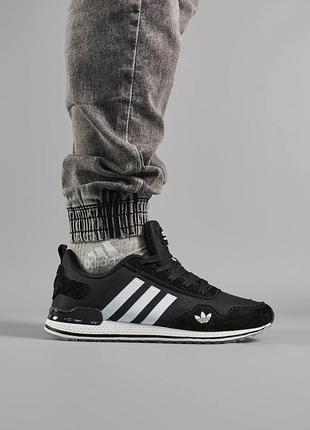 Мужские кроссовки adidas poo-s3 black white адедас черно-белые / мужественные кроссовки адидас, адики-черно-белые5 фото