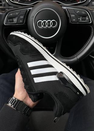 Мужские кроссовки adidas poo-s3 black white адедас черно-белые / мужественные кроссовки адидас, адики-черно-белые9 фото