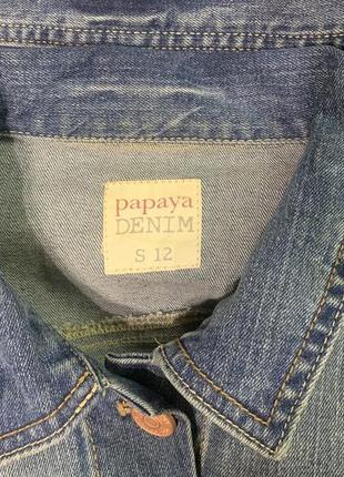 Джинсовая куртка papaya denim укорочённая  размер 12/l цвет сине-голубой5 фото