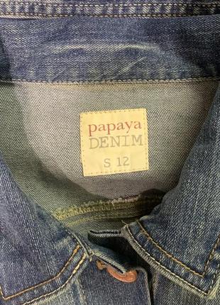 Джинсовая куртка papaya denim укорочённая  размер 12/l цвет сине-голубой6 фото