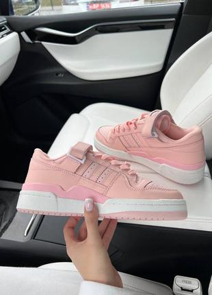 Кроссовки женские розовые adidas forum low peach