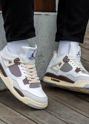 Женские кроссовки nike air jordan retro 4 ma maniere  beige brown#найк