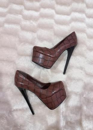 Кожаные туфли на шпильке обмен / обмін  / женские туфли змеиный принт / женские туфли на каблуке 16 см1 фото