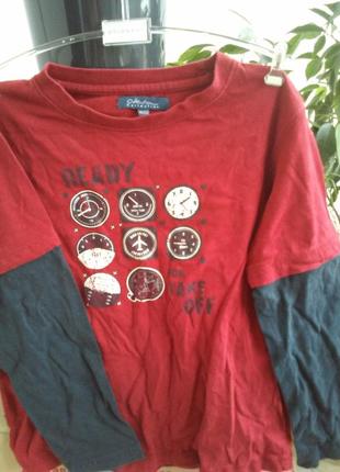 Футболка детская с длинными рукавами, хлопок на 6-7 лет, рост 177-122