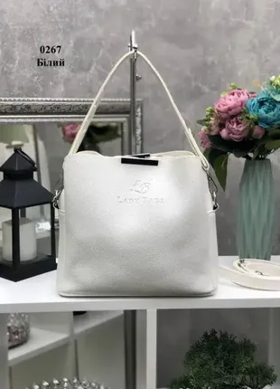 Біла — сумка lady bags на три відділення з двома знімними ременями2 фото