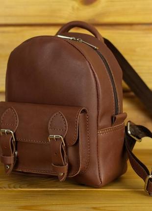 Женский кожаный рюкзак бургунди, натуральная кожа итальянский краст, цвет коричневый