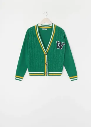 Зеленый 💚 трикотажный кардиган на пуговицах кофта вязаный джемпер свитер sinsay