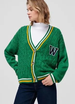 Зеленый 💚 трикотажный кардиган на пуговицах кофта вязаный джемпер свитер sinsay5 фото