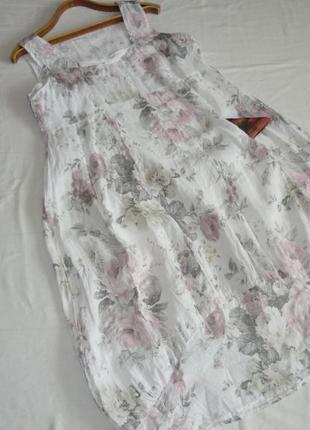 Італія льняне літнє довге плаття сарафан з кишенями етно сільський стиль 100% льон5 фото