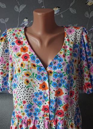 Красивая женская блуза свободного фасона в цветы р.46/48 блузка блузочка4 фото