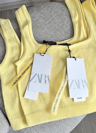 Жовтий 💛 укорочений безшовний топ у рубчик zara майка топік зара1 фото