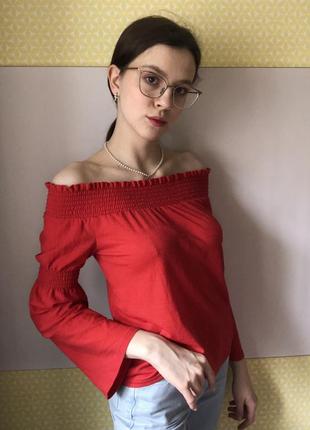 Блузка червона блуза кофта new look s xs