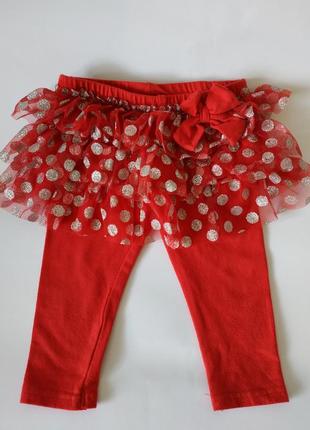 Лосини з рюшами для дівчинки disney baby, червоні, 6-9 міс1 фото
