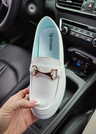Белые лоферы, стильные туфли 🎈4 фото