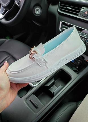Белые лоферы, стильные туфли 🎈3 фото