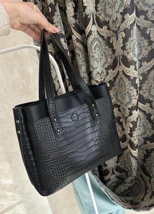 B.elit черная сумка с крокодильим принтом2 фото