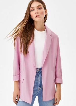 Летний легкий пиджак блейзер bershka - m, l - розовый3 фото