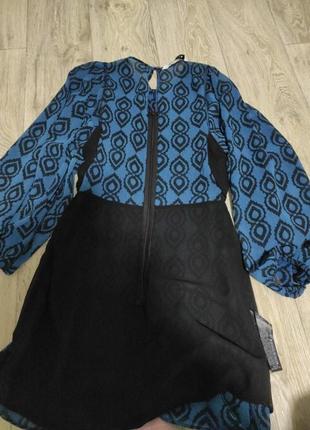 Платье абстракция с геометрическим принтом zara объемными рукавами этно бохо4 фото