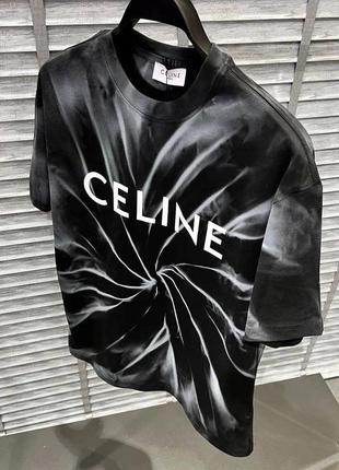 Футболка в стиле celine с принтом черная молоко 100% коттон