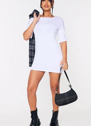 Біла сукня-сорочка футболка туника коротка prettylittlething