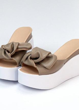 Супер стильные кожаные женские шлепанцы с бантами "fanni" в наличии и под отшив💙💛🏆