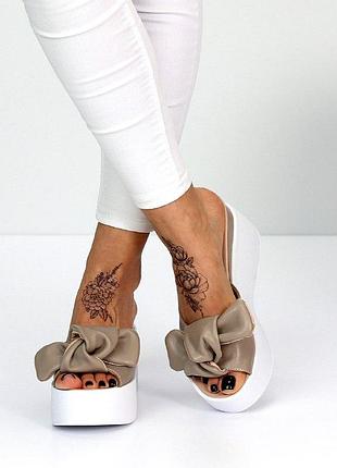 Супер стильные кожаные женские шлепанцы с бантами "fanni" в наличии и под отшив💙💛🏆